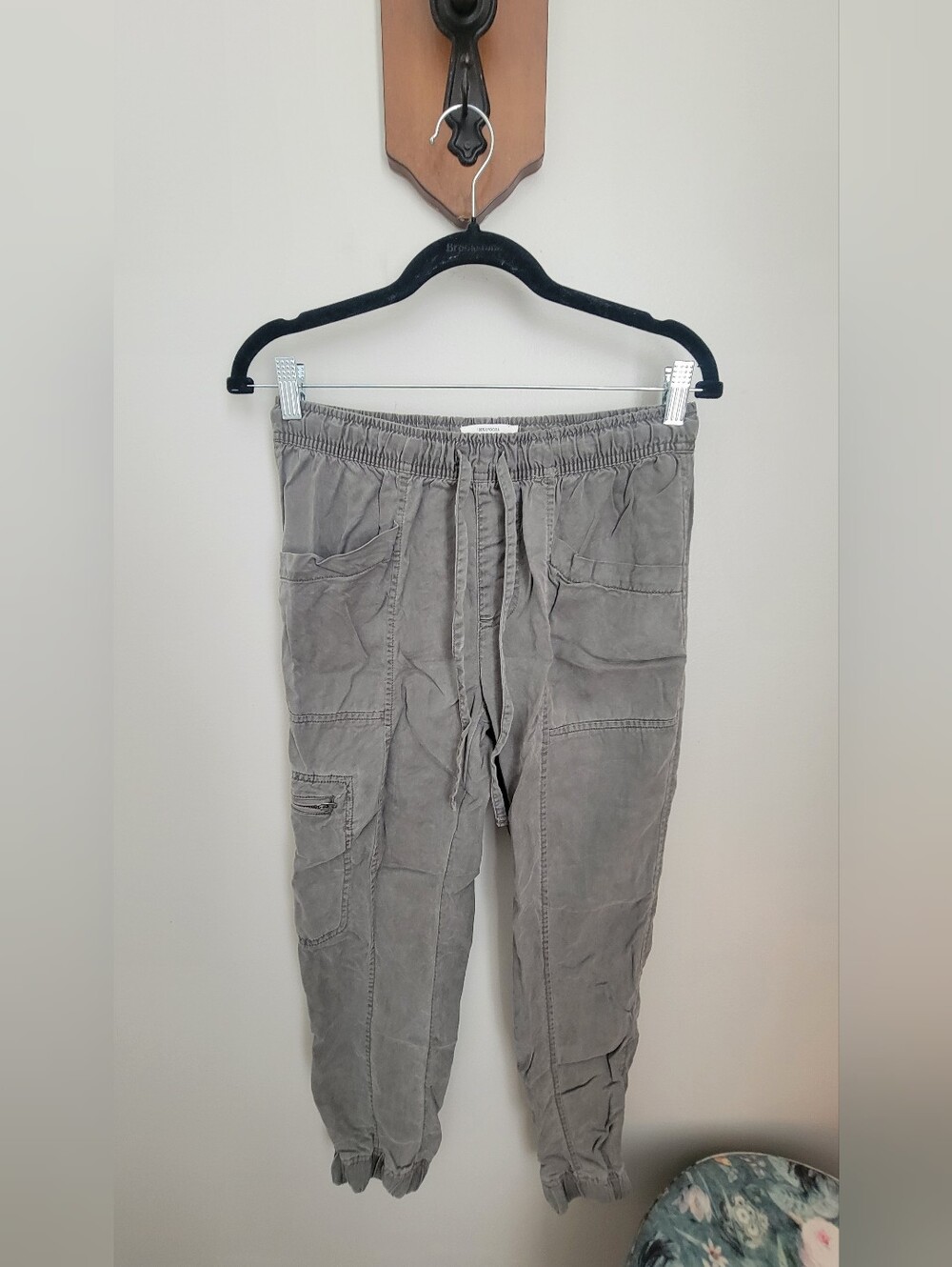 Nicole Miller Size S Casual Olive Gray Cargo Joggers